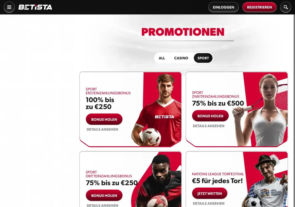 Betista: Bonusseite (Screenshot von www.betista.com)