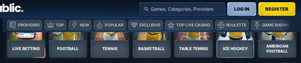 BetRepublic: Spielelobby (Screenshot von betrepublic.com)
