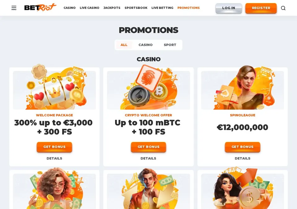 Betriot: Bonusseite (Screenshot von betriot.com)