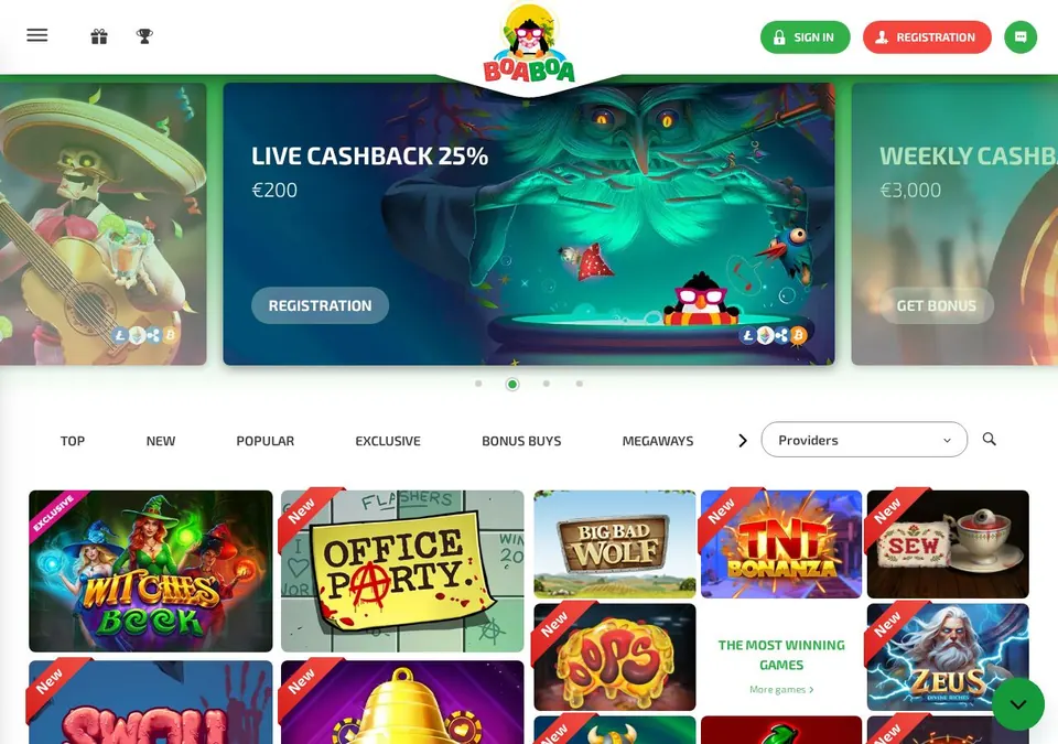 BoaBoa: Startseite (Screenshot von boaboa.com)