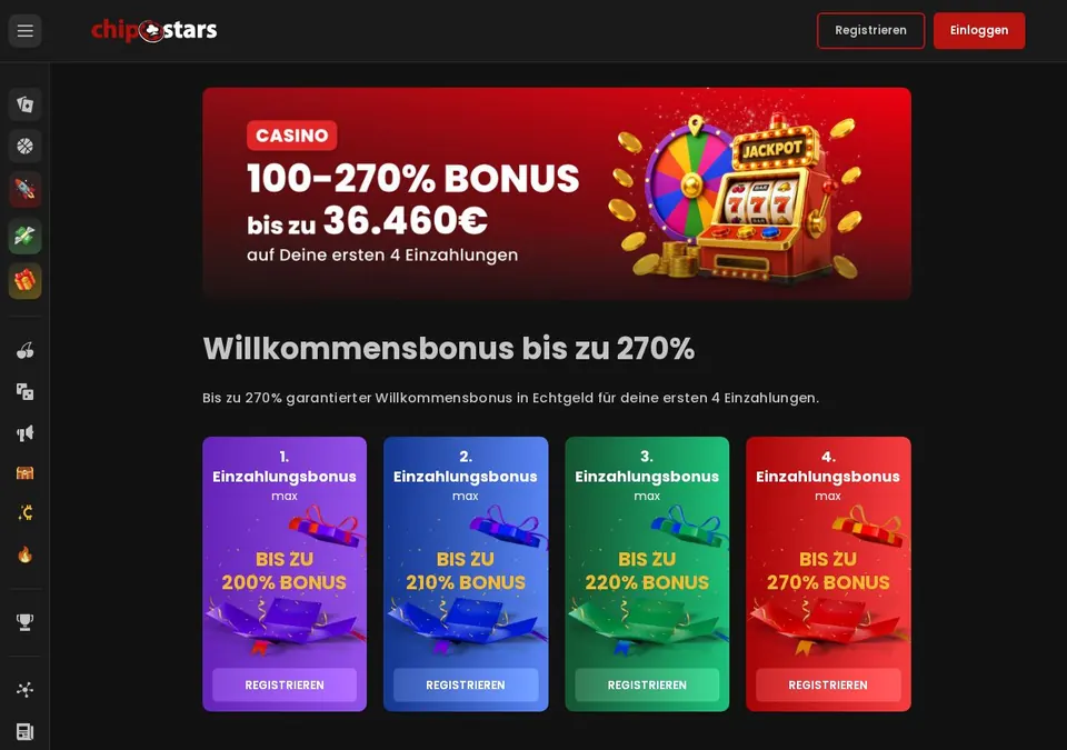 Chipstars: Bonusseite (Screenshot von chipstars.bet)