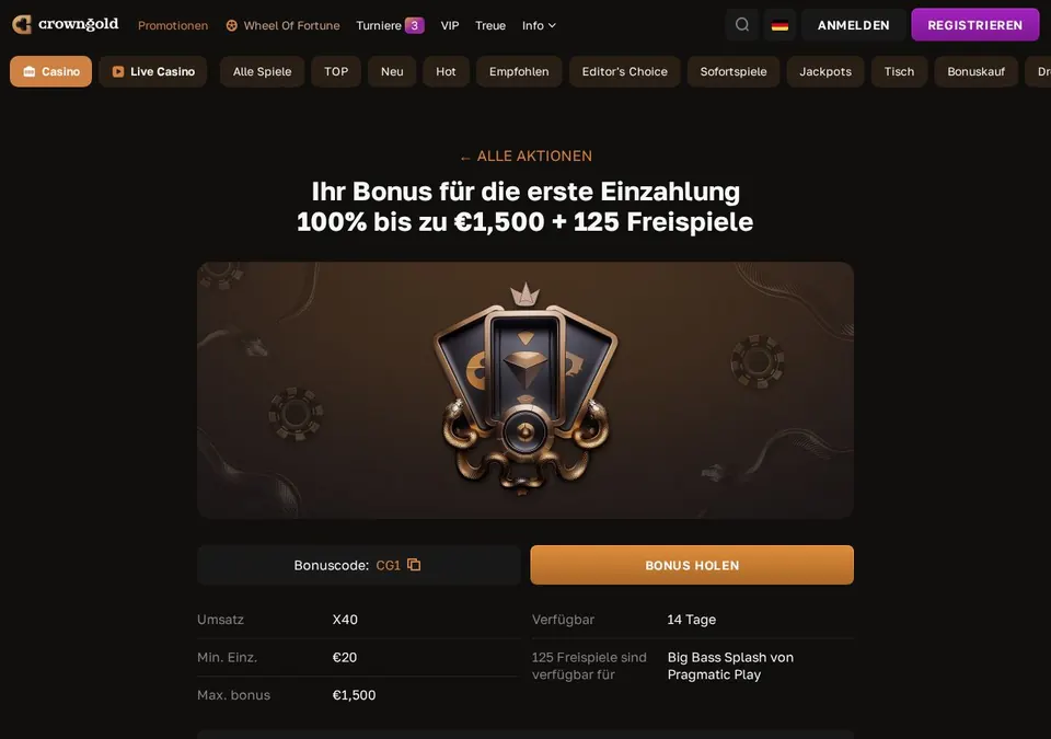 CrownGold: Kassenseite mit Zahlungsmethoden (Screenshot von www.crowngold.com)