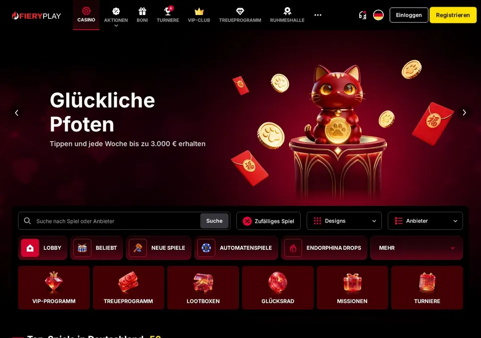 FieryPlay: Startseite (Screenshot von fieryplay.com)