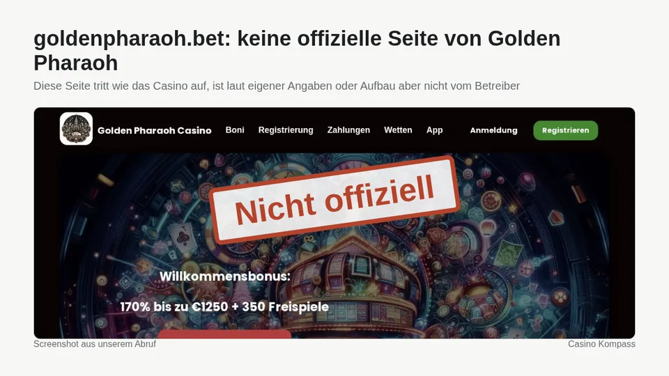 Screenshot von goldenpharaoh.bet: keine offizielle Seite von Golden Pharaoh