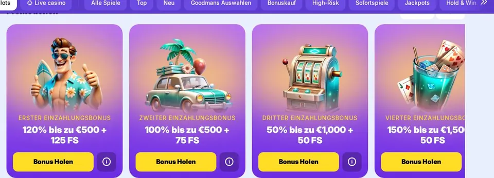 Goodman Casino: Spielelobby (Screenshot von www.goodmancasino.com)