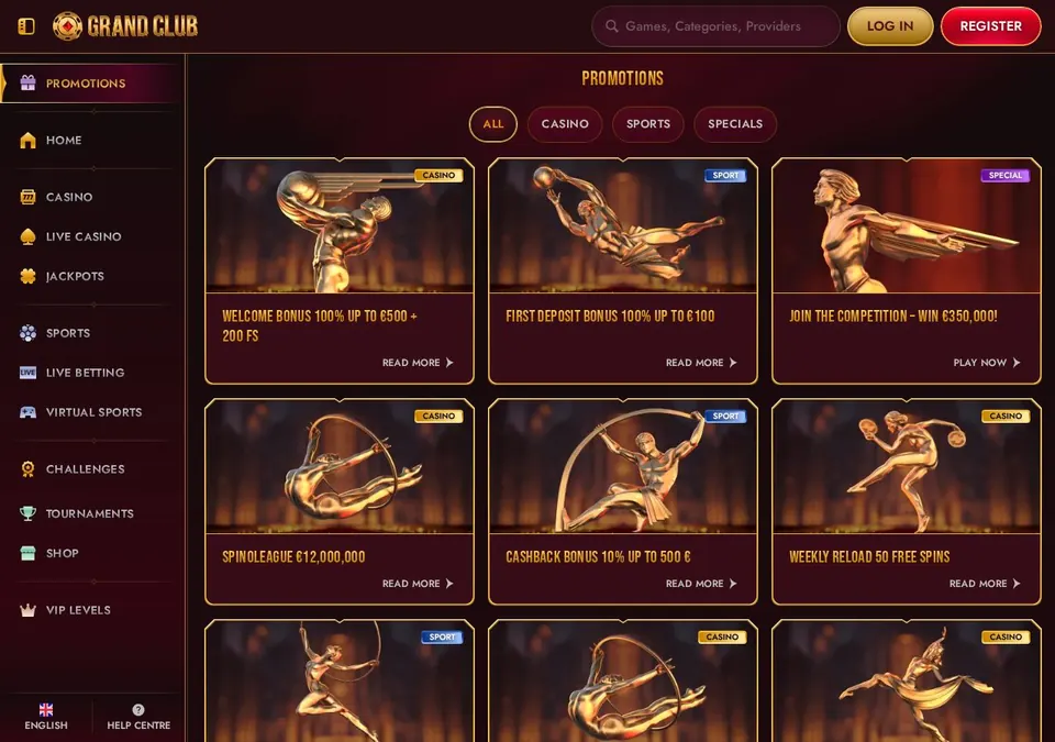Grandclub: Bonusseite (Screenshot von grandclub.com)