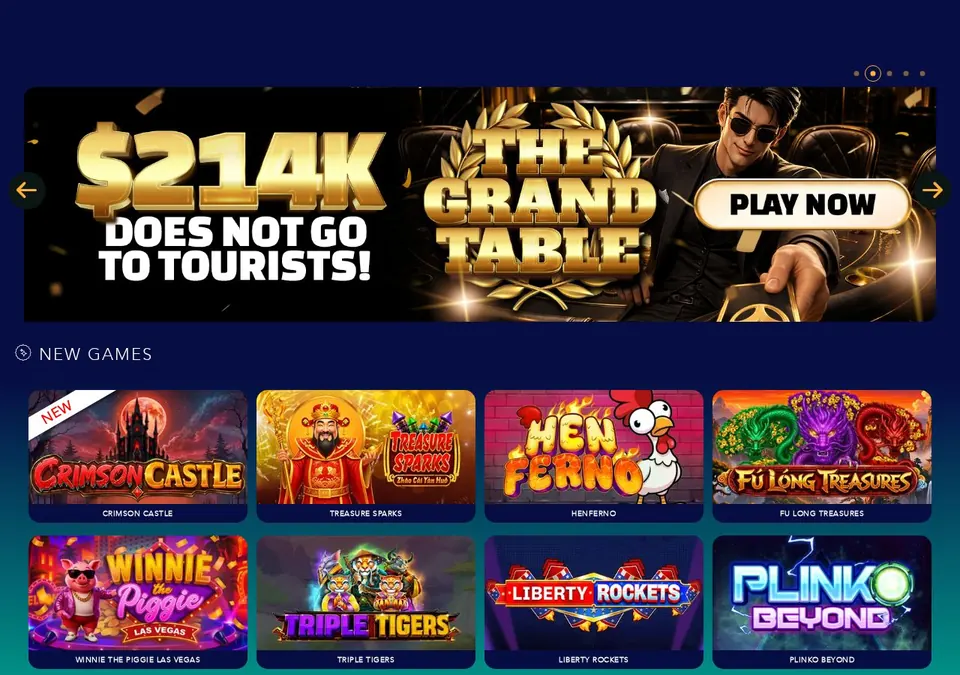 Heaps O Wins: Startseite (Screenshot von heapsofwinsplay.com)