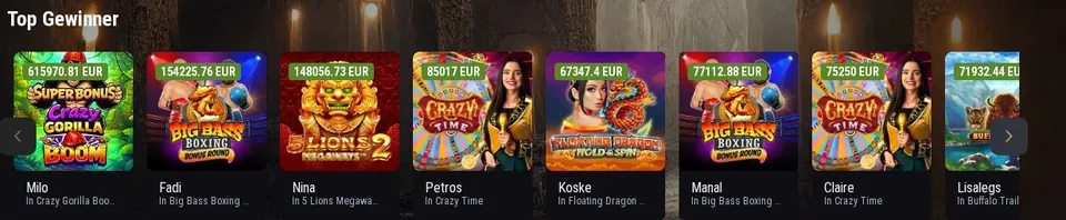 King Billy: Spielelobby (Screenshot von kingbillycasino19.com)