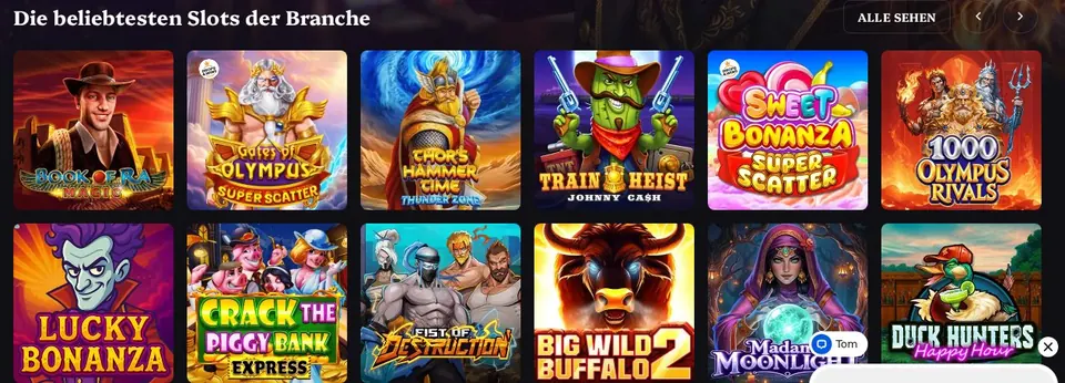 Lucky Circus Casino: Spielelobby (Screenshot von www.luckycircus.com)