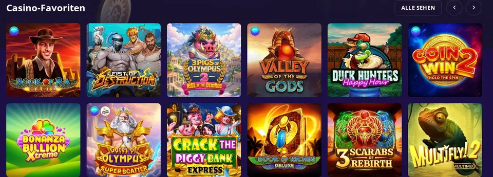 Platinumslots: Spielelobby (Screenshot von www.platinumslots.com)