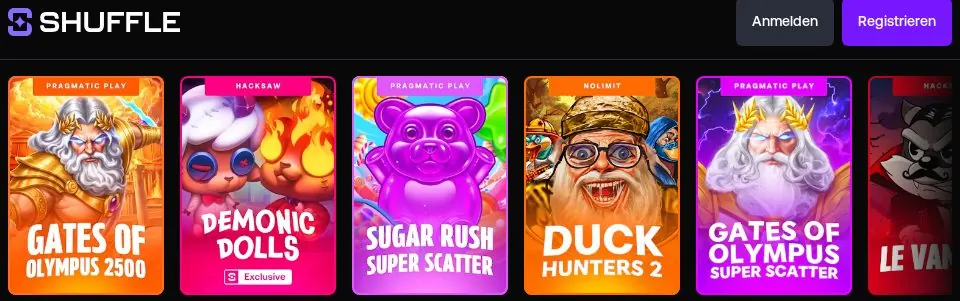 Shuffle.com: Spielelobby (Screenshot von shuffle.com)