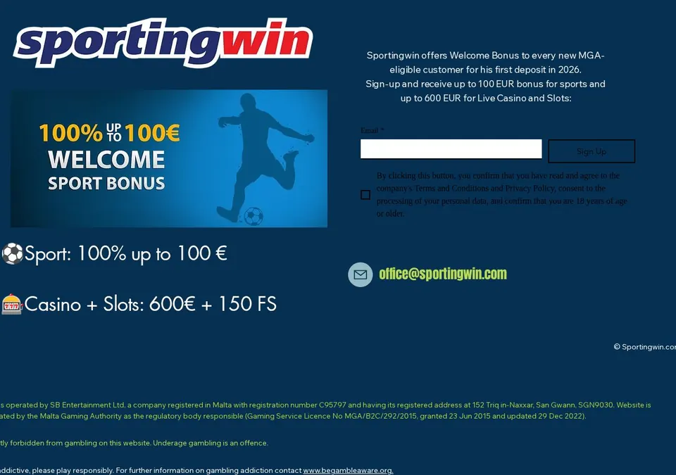 Sportingwin: Startseite (Screenshot von www.sportingwin.com)