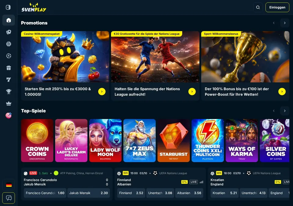 Svenplay: Startseite (Screenshot von sven-play.com)