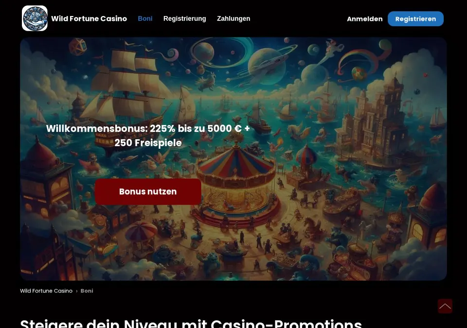Wild Fortune: Bonusseite (Screenshot von wildfortune.io)